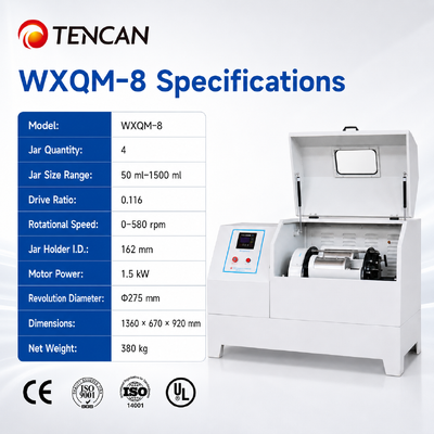 Industrial Horizontal Planetary Ball Mill with Four-Jar Simultaneous Grinding and Variable Frequency Control for High-Speed Mixing