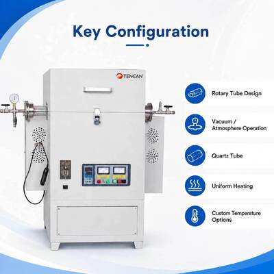 TENCAN TC-12NRT Alta temperatura 1200C Laboratorio forno tubolare a vuoto MOSI2 elemento di riscaldamento materiale di quarzo/alluminio di alta purezza