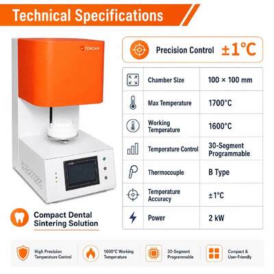 TENCAN TC-BDF-1L 1700C Laboratorio dentale forno di sinterizzazione di porcellana circonia 1C Precisione MoSi2 Elementi di riscaldamento per denti