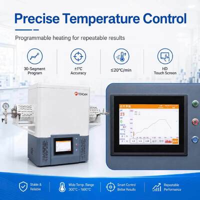 TENCAN TC-12NT Forno tubolare a vuoto a temperatura massima 1600°C con tubo al quarzo ad alta purezza e controllo della temperatura programmabile