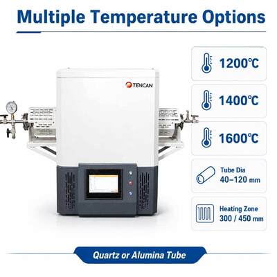 TENCAN TC-12NT Forno tubolare a vuoto a temperatura massima 1600°C con tubo al quarzo ad alta purezza e controllo della temperatura programmabile