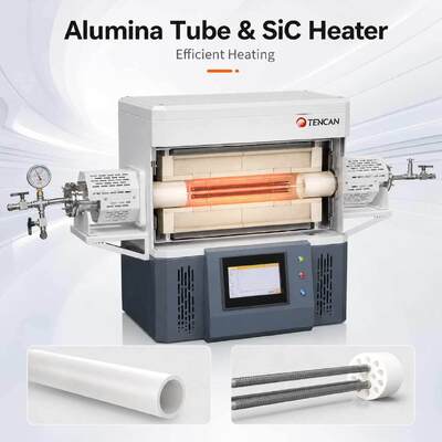 TENCAN TC-14ST 1400C Forno a tubi sottovuoto Riscaldatore SiC Termocoppia di tipo S Forno di sinterizzazione diviso per laboratorio con tubi di allumina ad alta temperatura
