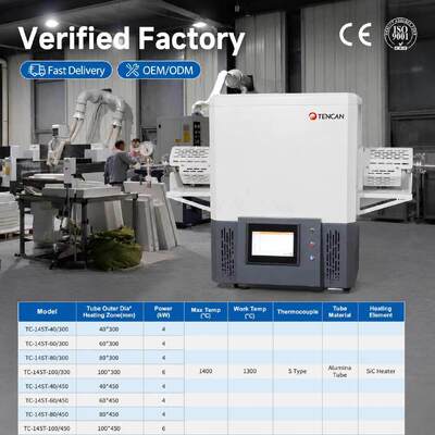 TENCAN TC-14ST 1400C Forno a tubi sottovuoto Riscaldatore SiC Termocoppia di tipo S Forno di sinterizzazione diviso per laboratorio con tubi di allumina ad alta temperatura