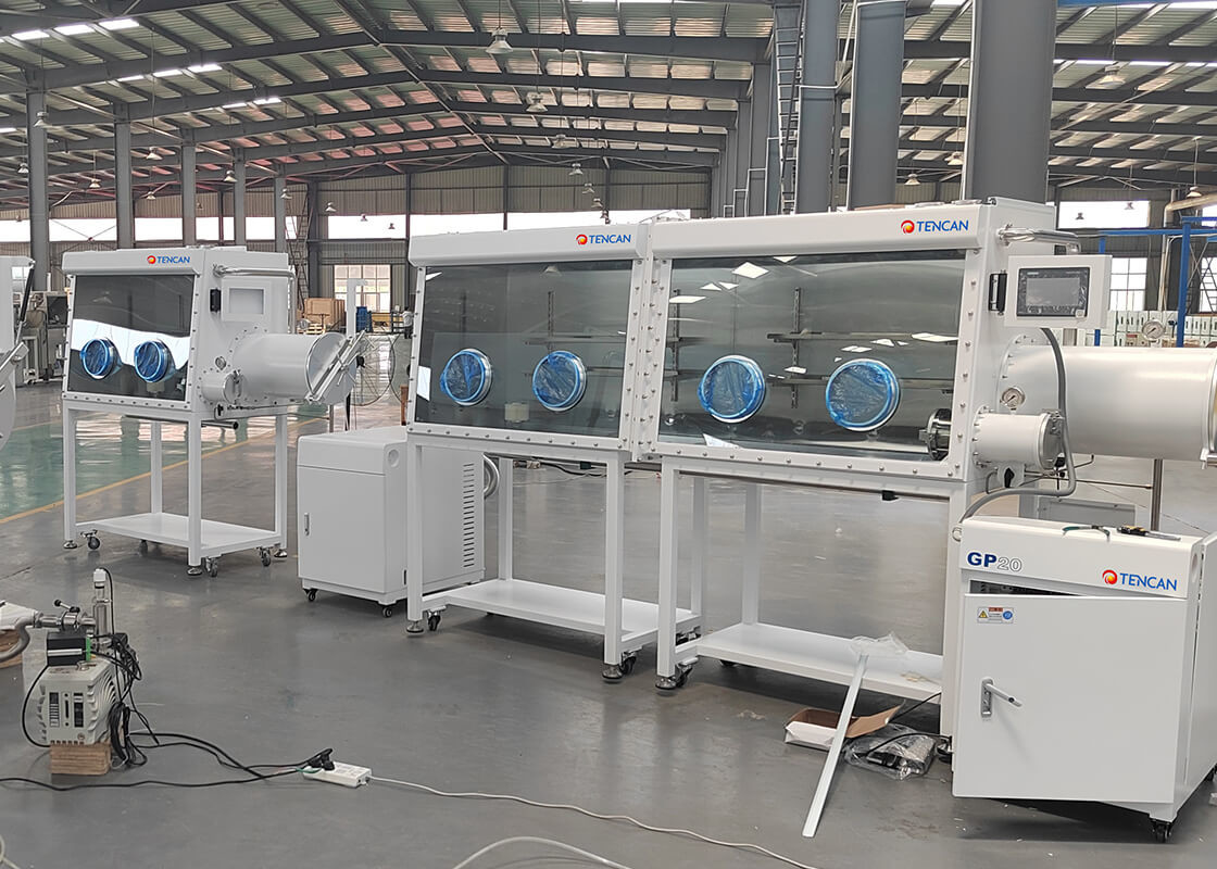 Uso in laboratorio GBP750S-4(1800) Sistema di rigenerazione del guanto a gas inerte con 4 guanti per un lato